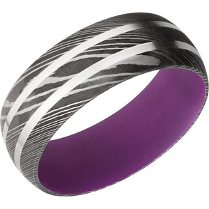 Lashbrook Black & White Damascus Steel Men's Wedding Band