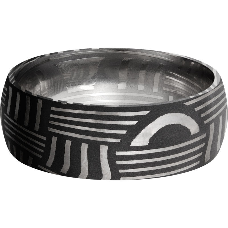 Lashbrook Black & White Damascus Steel 8mm Men's Wedding Band