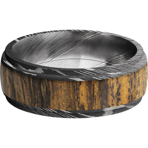 Lashbrook Black Damascus Steel Hardwood 8mm Men's Wedding Band