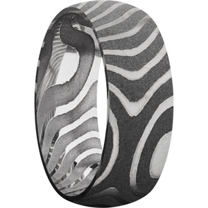 Lashbrook Black & White Damascus Steel 8mm Men's Wedding Band