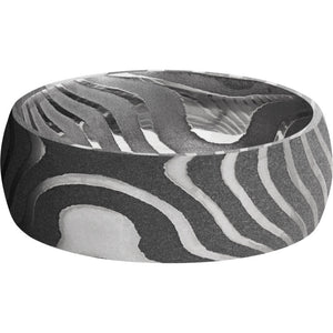 Lashbrook Black & White Damascus Steel 8mm Men's Wedding Band