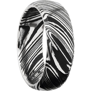 Lashbrook Black & White Damascus Steel 8mm Men's Wedding Band