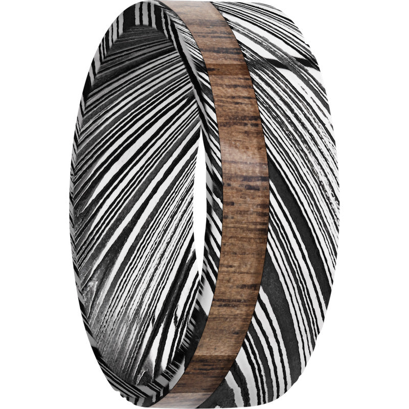 Lashbrook Black & White Damascus Steel Hardwood 8mm Men's Wedding Band