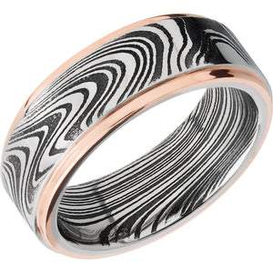 Lashbrook Black Rose & White Damascus Steel 8mm Men's Wedding Band