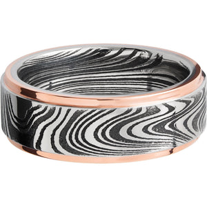 Lashbrook Black Rose & White Damascus Steel 8mm Men's Wedding Band