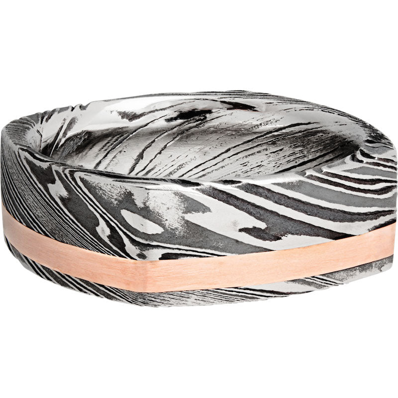 Lashbrook Black Rose & White Damascus Steel 8mm Men's Wedding Band