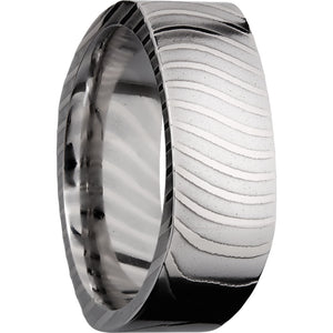 Lashbrook Black & White Damascus Steel 8mm Men's Wedding Band