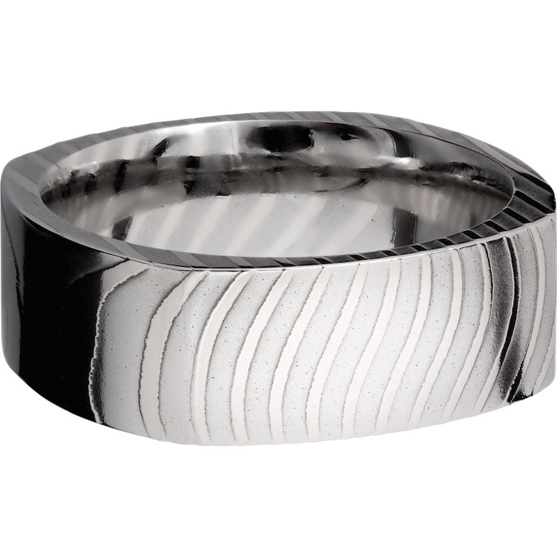 Lashbrook Black & White Damascus Steel 8mm Men's Wedding Band