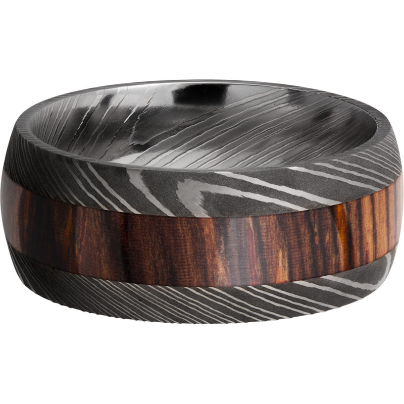 Lashbrook Black & White Damascus Steel Hardwood 9mm Men's Wedding Band