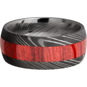 Lashbrook Black & White Damascus Steel Hardwood 9mm Men's Wedding Band