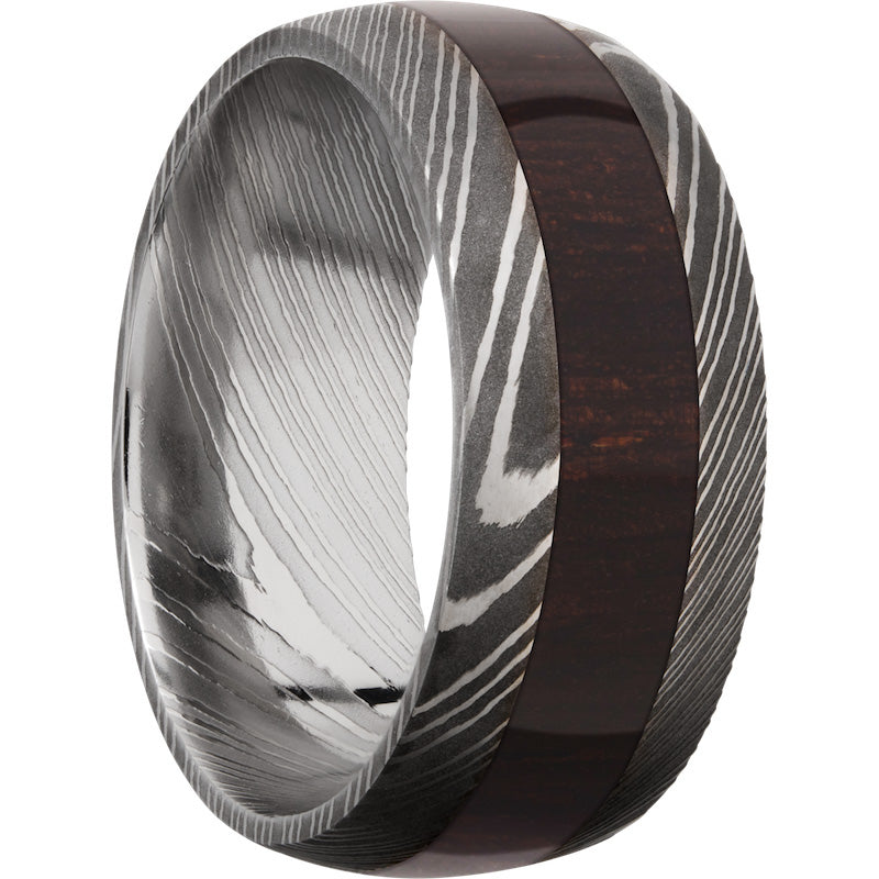 Lashbrook Black & White Damascus Steel Hardwood 9mm Men's Wedding Band