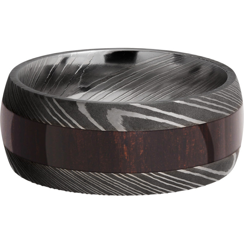 Lashbrook Black & White Damascus Steel Hardwood 9mm Men's Wedding Band