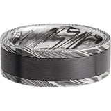 Lashbrook Black & White Damascus Steel 8mm Men's Wedding Band