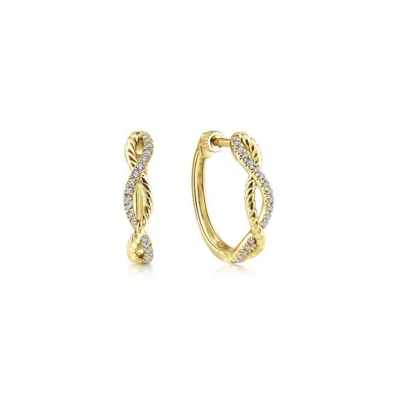 Gabriel & Co. 14k Yellow Gold Hampton Diamond Huggie Earrings