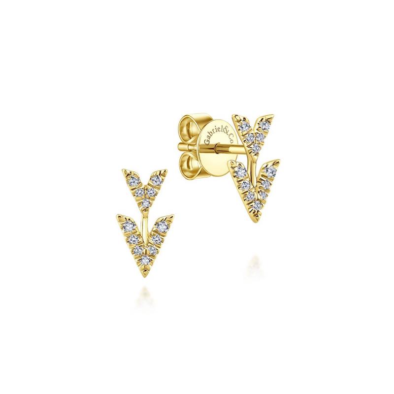 Gabriel & Co. 14k Yellow Gold Kaslique Diamond Stud Earrings