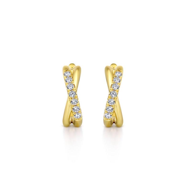 Gabriel & Co. 14k Yellow Gold Contemporary Diamond Huggie Earrings