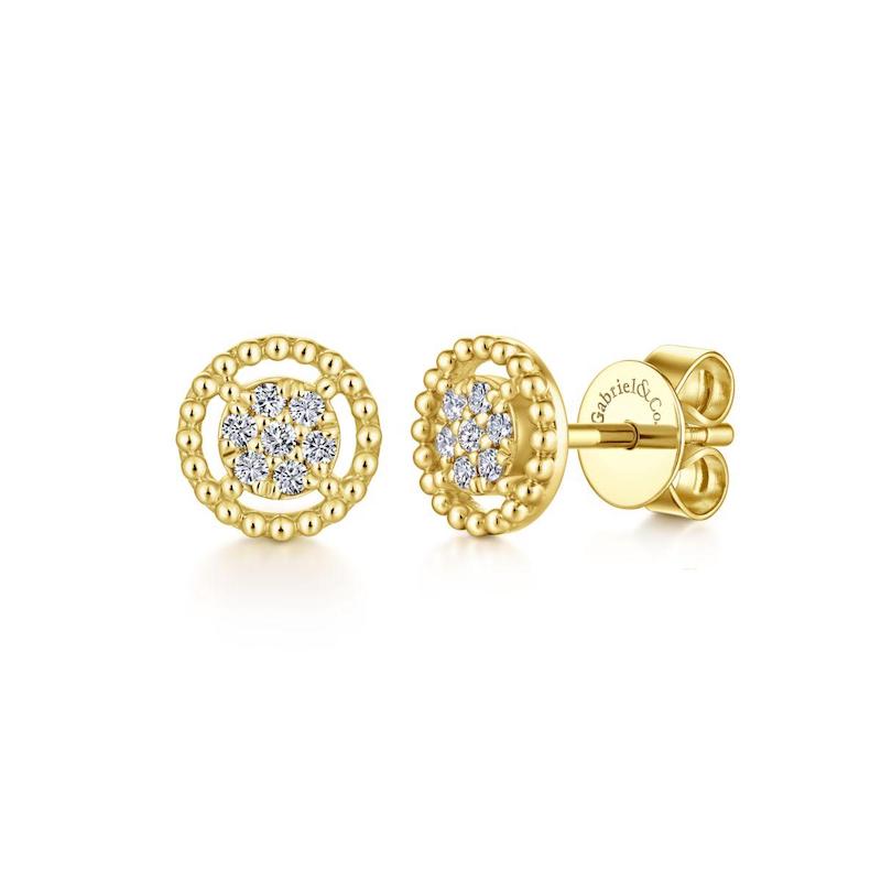 Gabriel & Co. 14k Yellow Gold Bujukan Diamond Stud Earrings