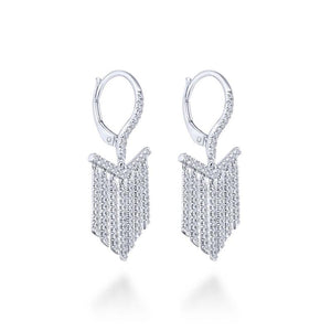 Gabriel & Co. 14k White Gold Art Moderne Diamond Drop Earrings
