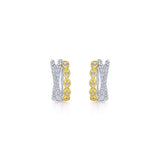 Gabriel & Co. 14k Two Tone Contemporary Diamond Huggie Earrings
