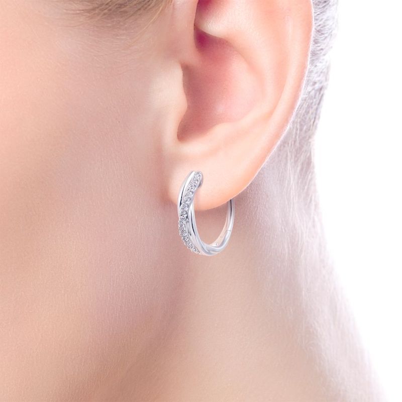 Gabriel & Co. Sterling Silver Contemporary Gemstone Huggy Earrings