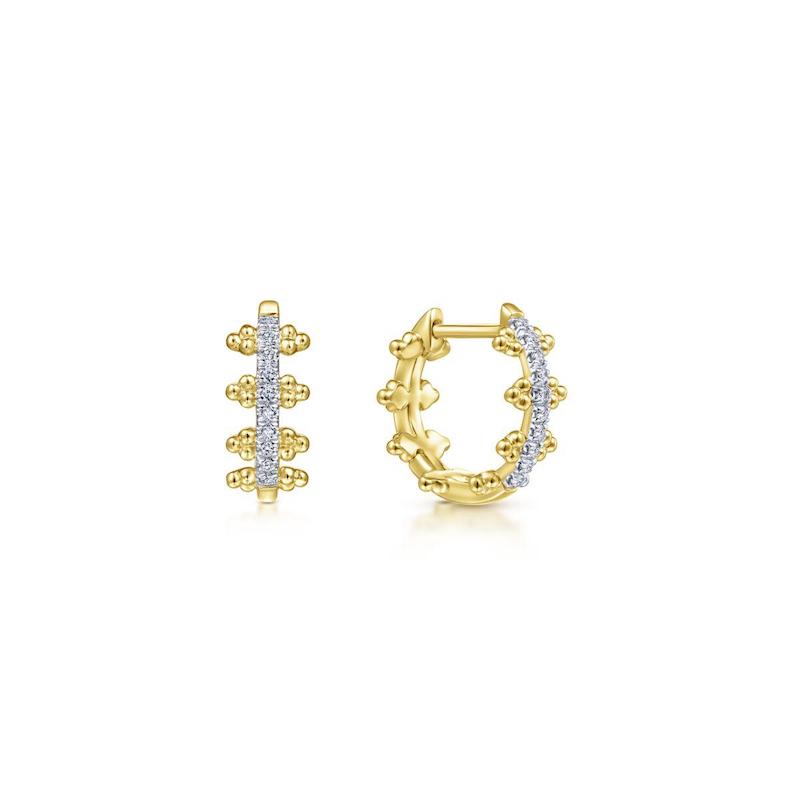 Gabriel & Co. 14k Yellow Gold Bujukan Diamond Huggie Earrings