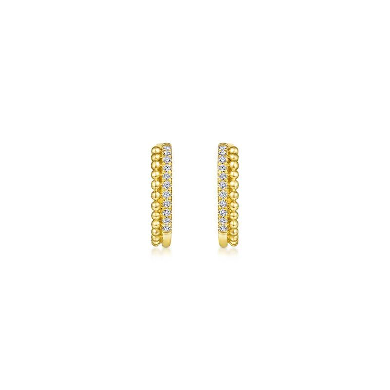 Gabriel & Co. 14k Yellow Gold Bujukan Diamond Huggie Earrings