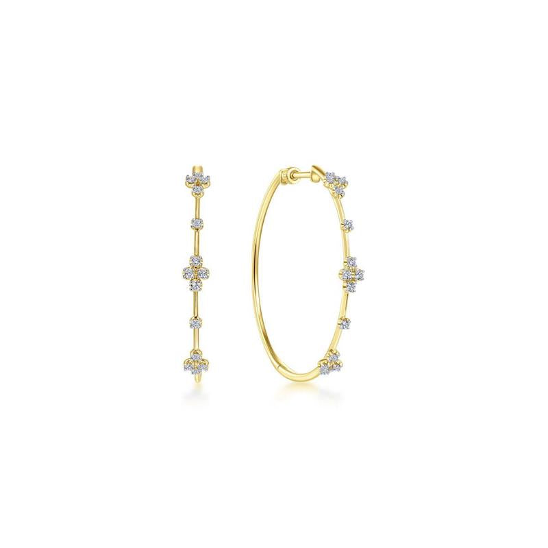 Gabriel & Co. 14k Yellow Gold Contemporary Diamond Hoop Earrings