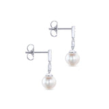 Gabriel & Co. 14k White Gold Grace Pearl & Diamond Drop Earrings