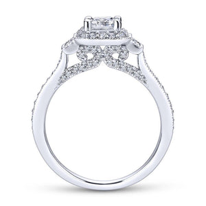 Gabriel & Co. 14k White Gold Victorian Halo Engagement Ring