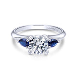 Gabriel & Co. 14k White Gold Contemporary 3 Stone Diamond & Gemstone Engagement Ring