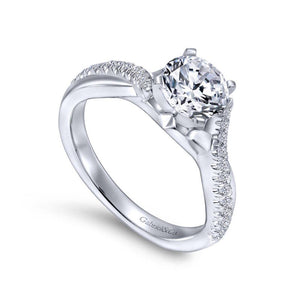 Gabriel & Co. 14k White Gold Contemporary Twisted Engagement Ring