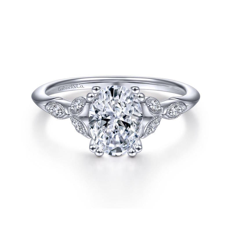 Gabriel & Co. 14k White Gold Victorian Straight Engagement Ring