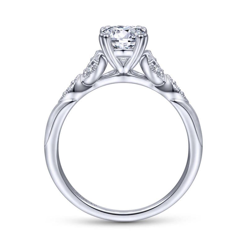 Gabriel & Co. 14k White Gold Victorian Straight Engagement Ring