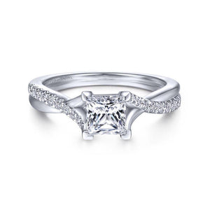 Gabriel & Co. 14k White Gold Contemporary Twisted Engagement Ring