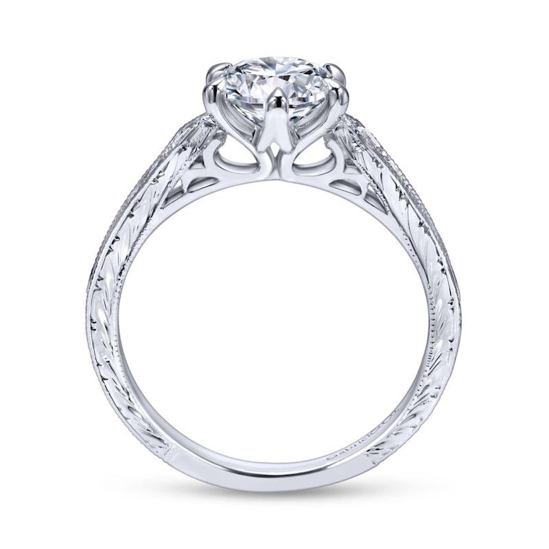 Gabriel & Co. 14k White Gold Victorian Straight Engagement Ring