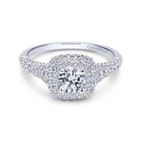 Gabriel & Co. 14k White Gold Contemporary Double Halo Engagement Ring