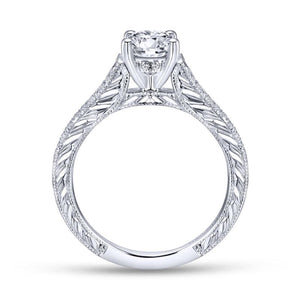 Gabriel & Co. 14k White Gold Victorian Straight Engagement Ring