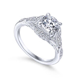 Gabriel & Co. 14k White Gold Victorian Halo Engagement Ring