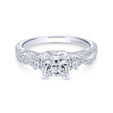 Gabriel & Co. 14k White Gold Contemporary 3 Stone Engagement Ring