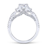 Gabriel & Co. 14k White Gold Contemporary 3 Stone Engagement Ring