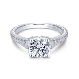 Gabriel & Co. 14k White Gold Victorian Straight Engagement Ring