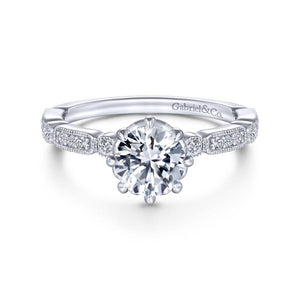 Gabriel & Co. 14k White Gold Victorian Straight Engagement Ring