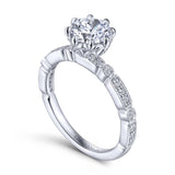 Gabriel & Co. 14k White Gold Victorian Straight Engagement Ring