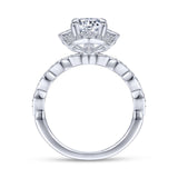 Gabriel & Co. 14k White Gold Art Deco Halo Engagement Ring