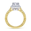 Gabriel & Co. 14k Two Tone Gold Art Deco Halo Engagement Ring