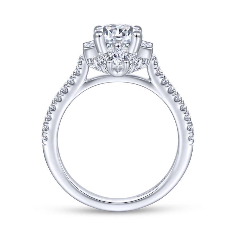 Gabriel & Co. 14k White Gold Art Deco Halo Engagement Ring