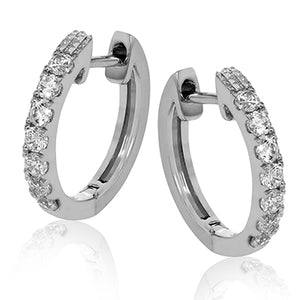 Simon G Fashion Hoop Earring In 18K Gold With Diamonds (White)