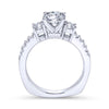 Gabriel & Co. 14k White Gold Contemporary 3 Stone Engagement Ring