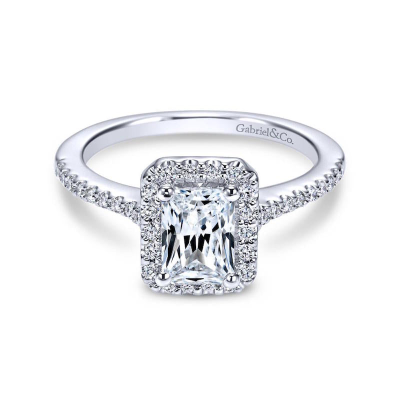 Gabriel & Co. 14k White Gold Contemporary Halo Diamond Engagement Ring