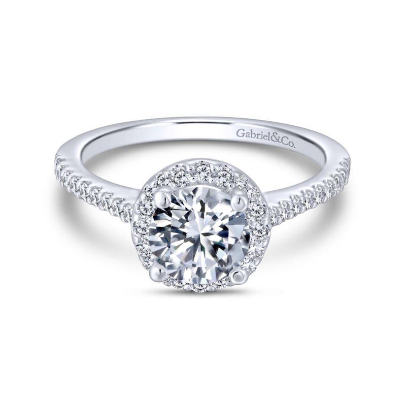 Gabriel & Co. 14k White Gold Contemporary Halo Engagement Ring